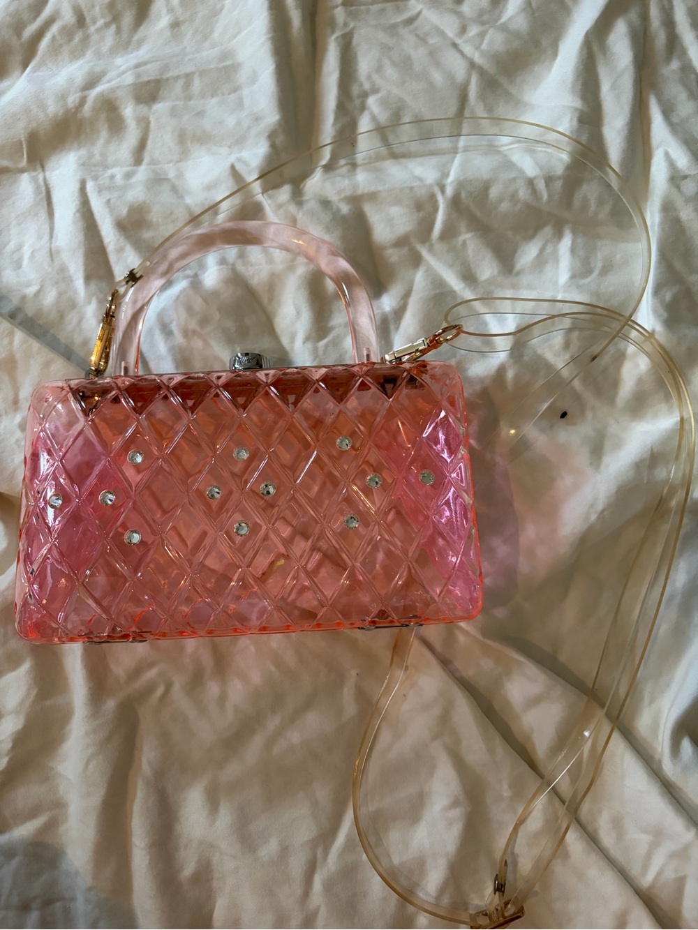 HVN Pink Acrylic Rhinestone Bag